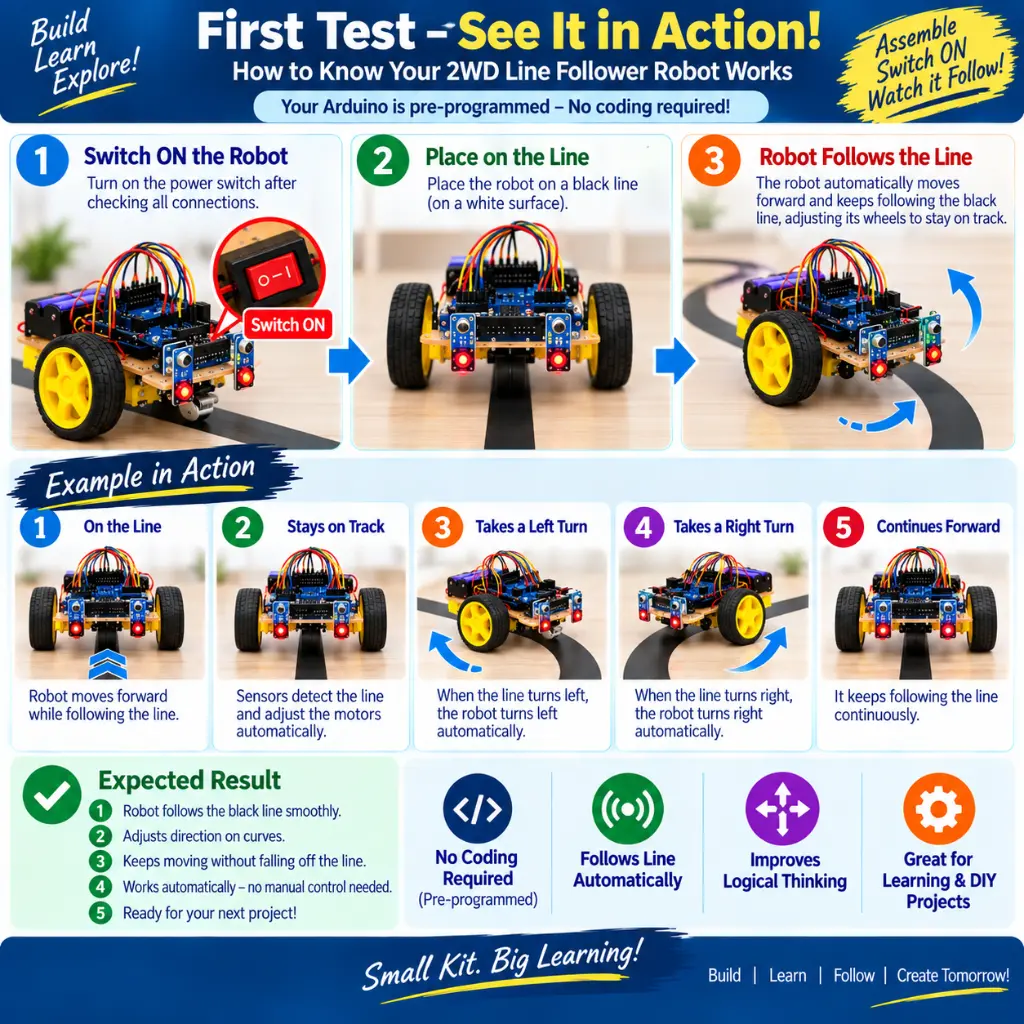 First Test / Expected Result of Line Follower Robot