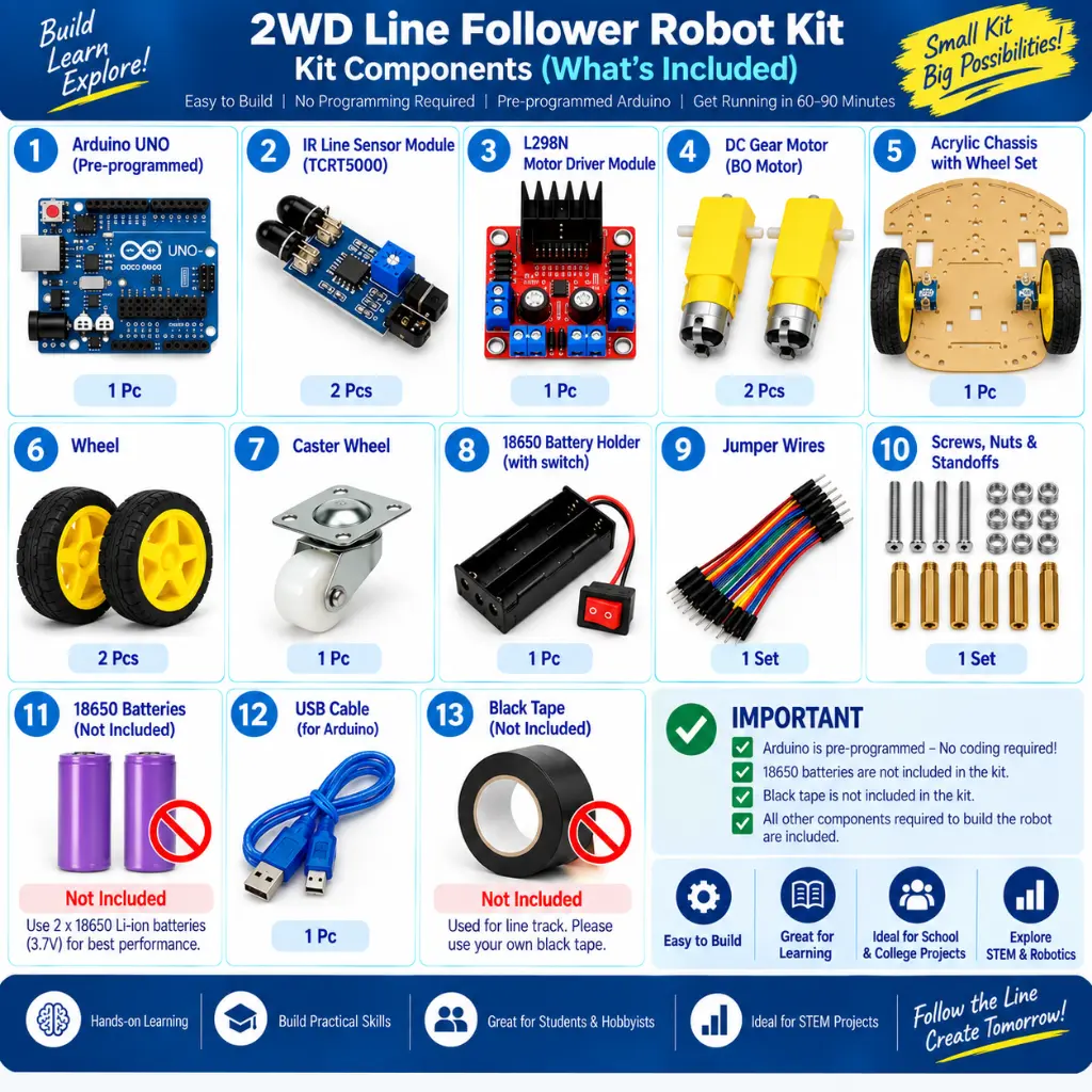 Line Follower Robot What's Included