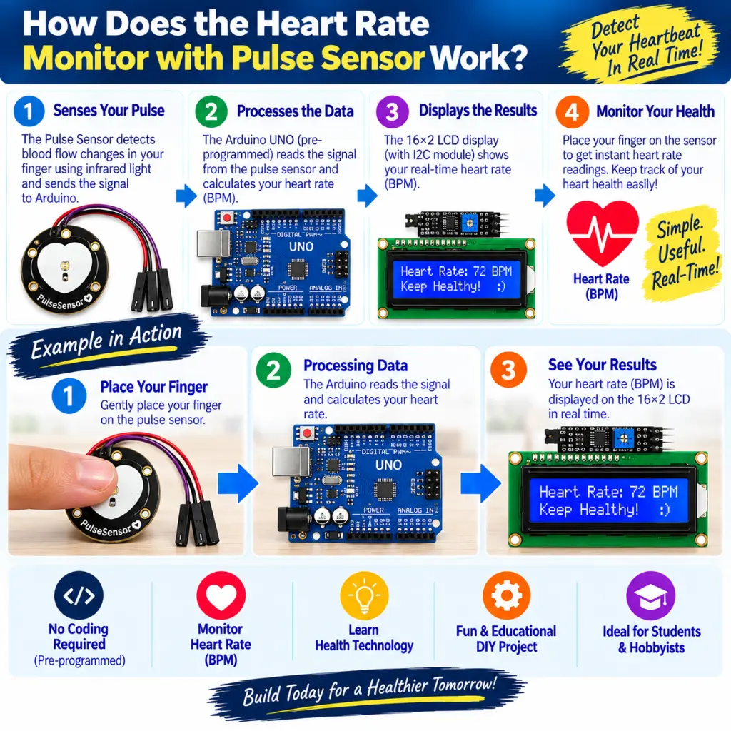 Heart Rate Monitor with Pulse Sensor DIY Kit