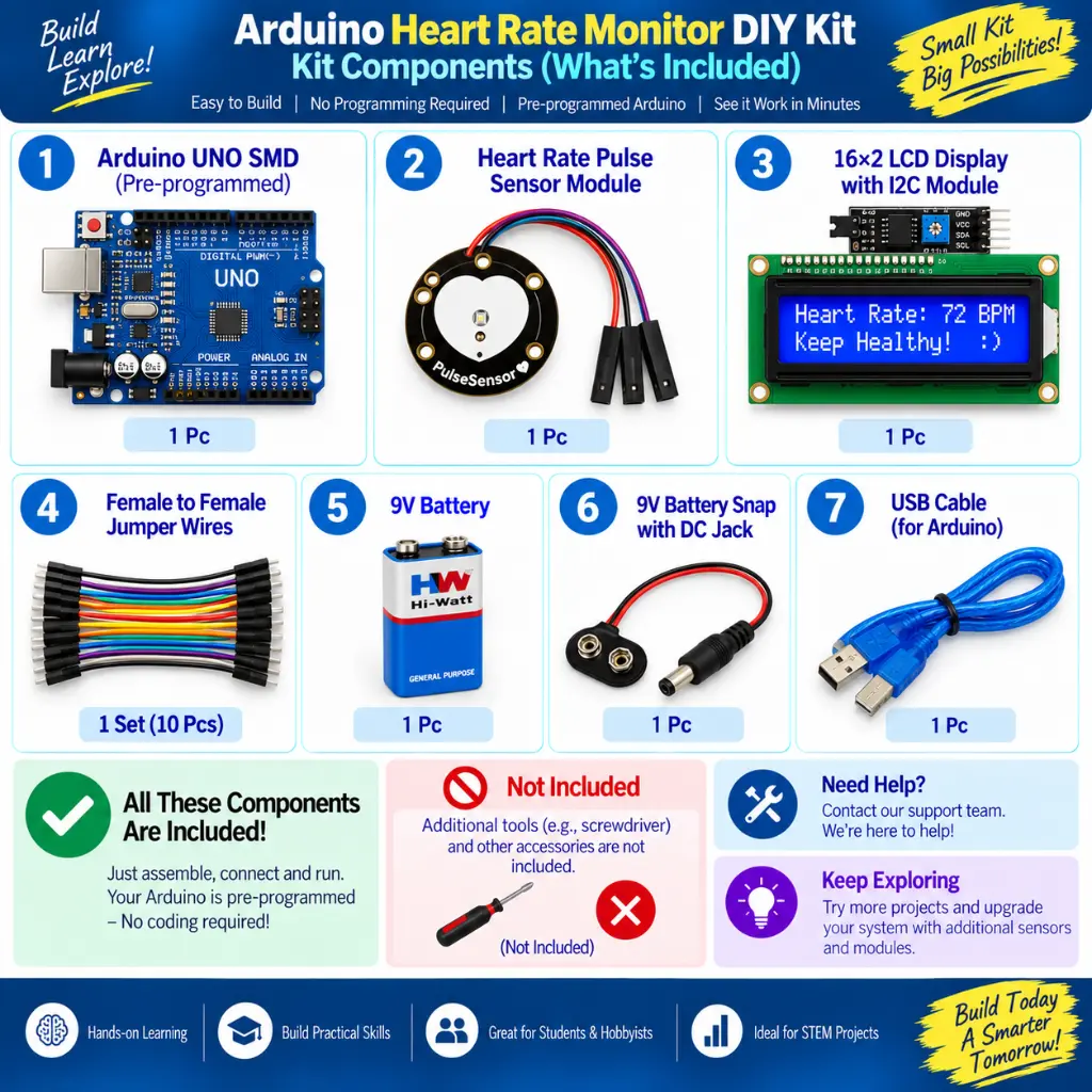 Heart Rate Monitor with Pulse Sensor DIY Kit