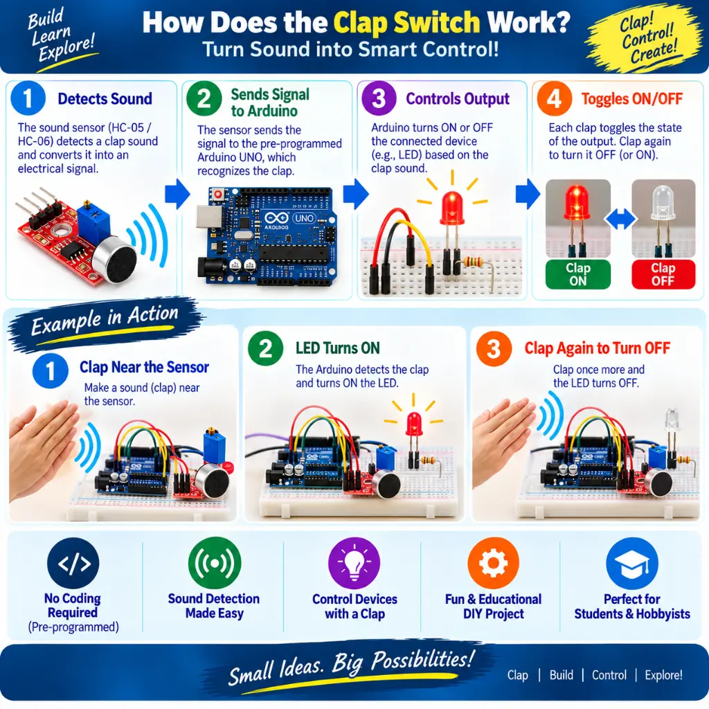 Clap Switch with Arduino and Sound Sensor project DIY kit
