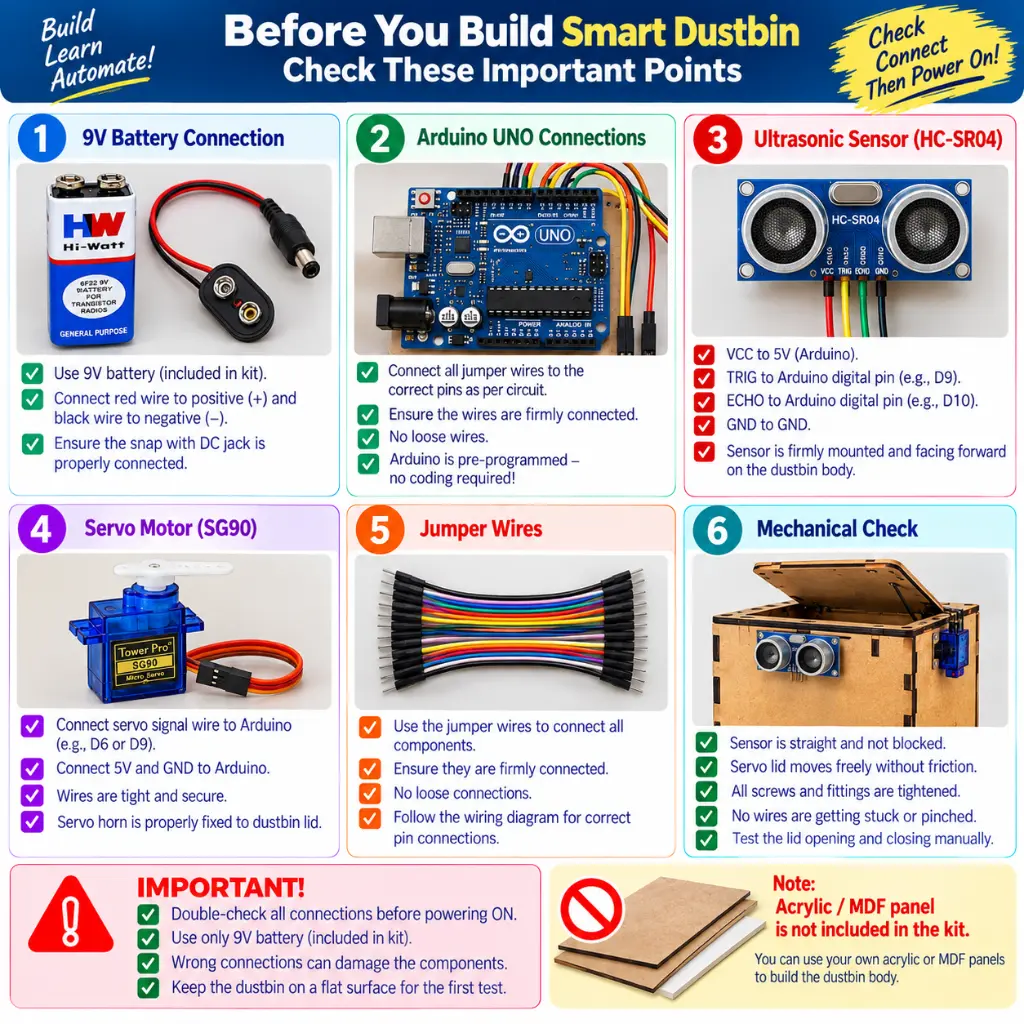 DIY Smart Dustbin / Touchless Bin Arduino DIY Kit