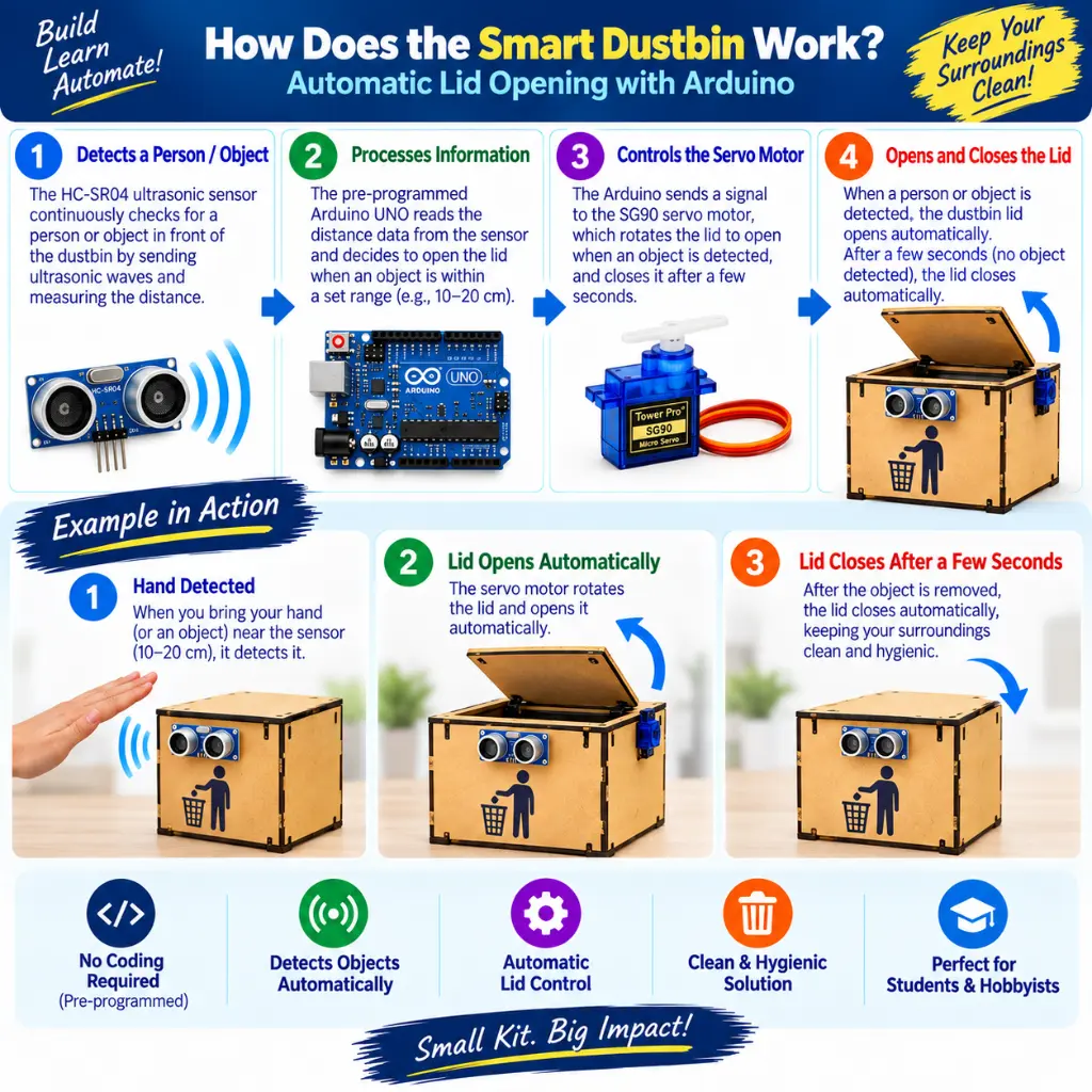 DIY Smart Dustbin / Touchless Bin Arduino DIY Kit