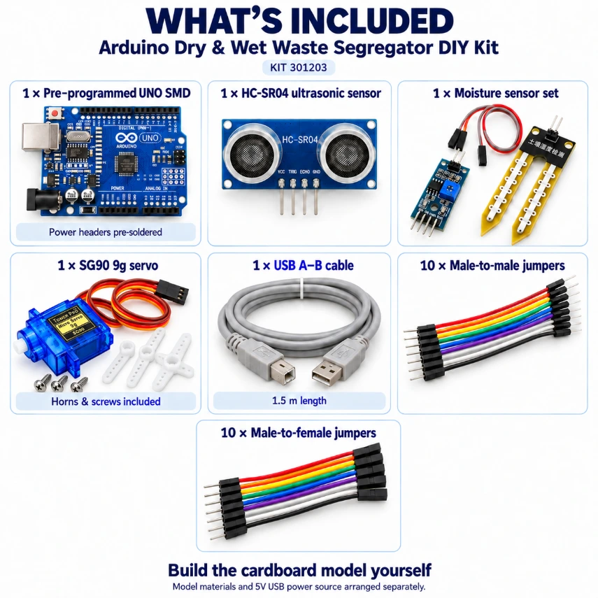 Arduino Dry & Wet Waste Segregator DIY Kit