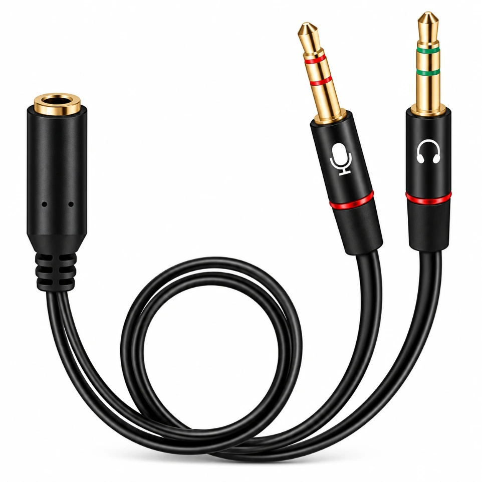 [96411] 3.5mm Headphone & Mic Splitter for PC (2 Male to 1 Female)