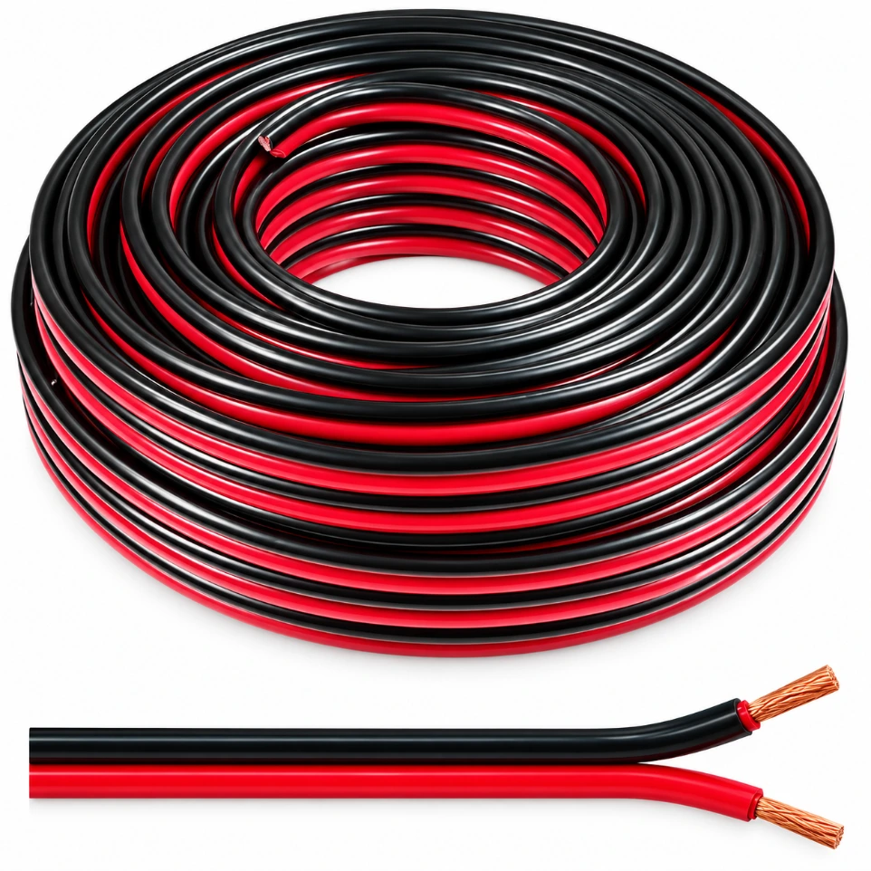 [9638241] Red Black Audio Speaker Cable 45 Meter Roll