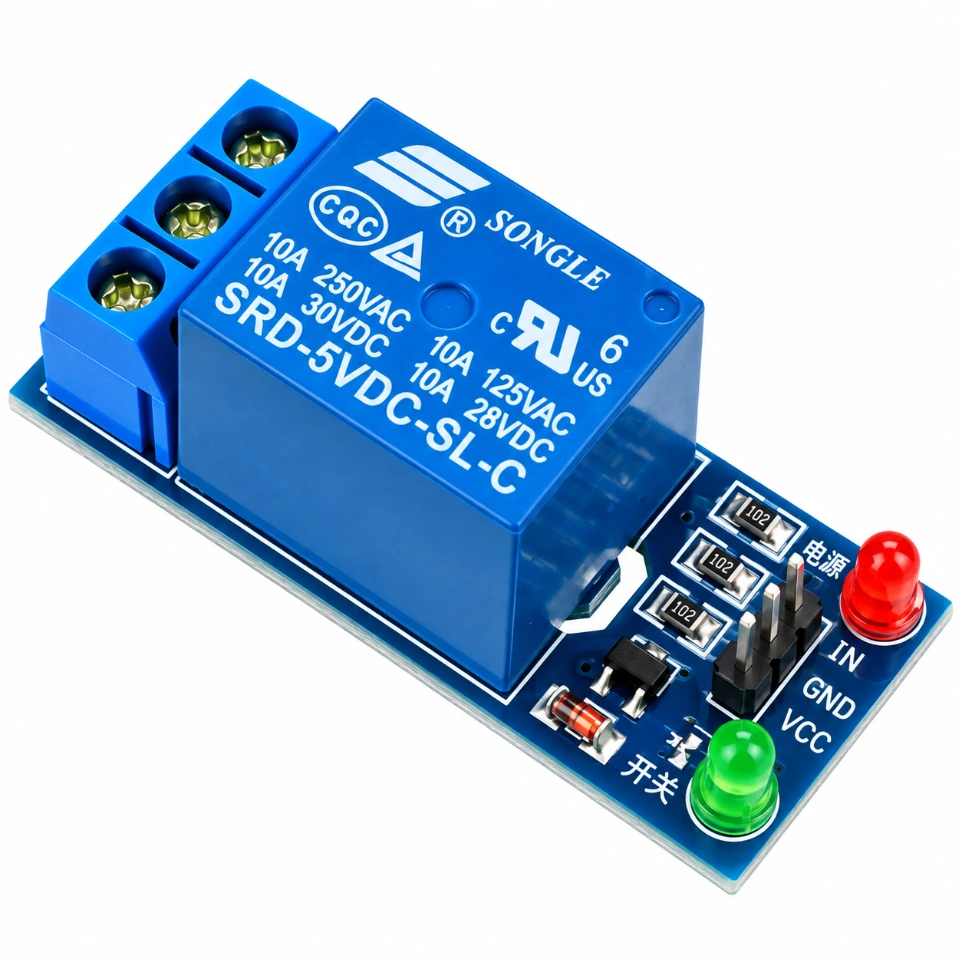[9942385] 5V 1-Channel Relay Module with Optocoupler Isolation – High-Current Power Switch for Arduino, ESP32