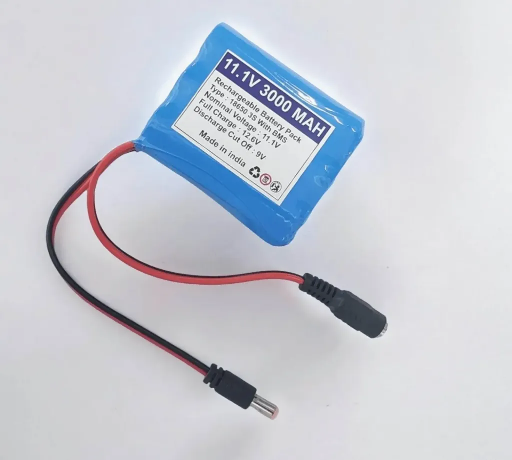 11.1V 3S Li-ion Battery Pack 18650 with DC Jack for Arduino and Robotics