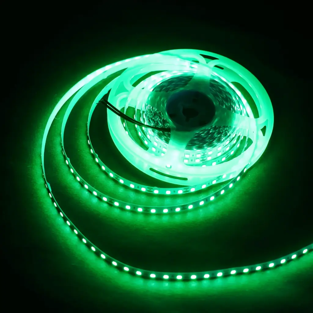 12V Green LED Strip Light 120 LEDs/mtr 5mm Ultra-Slim Flexible Roll 5 Mter
