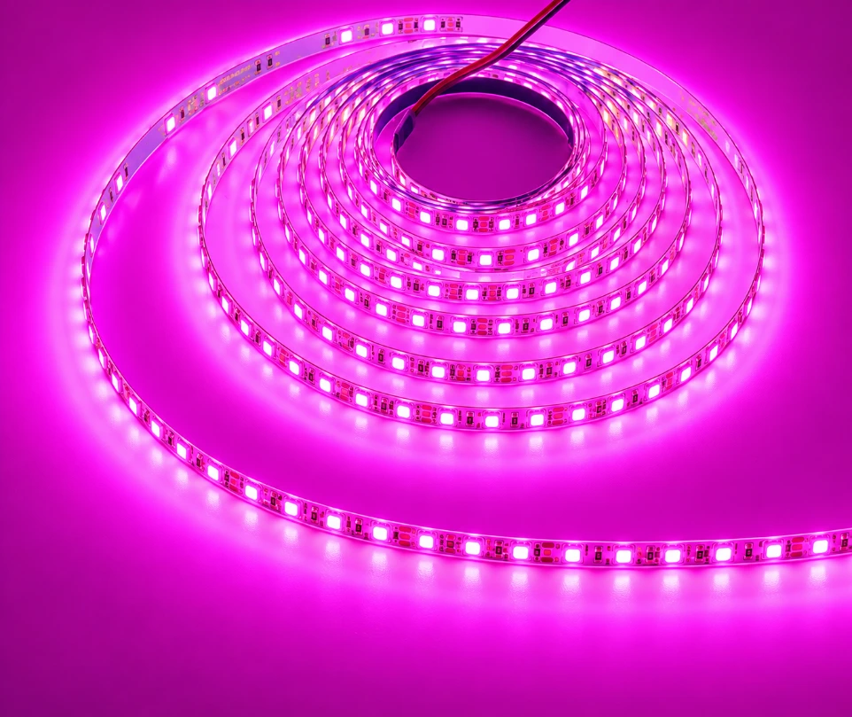 [7186] 12V Pink LED Strip Light 120 LEDs/mtr 5mm Ultra-Slim Flexible Roll 5 Meter