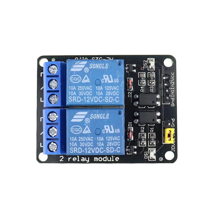 [6431110] 12V 2-Channel Relay Module with Optocoupler Isolation – Dual High-Current Control Switch for Automotive, Industrial, and 12V Battery Systems