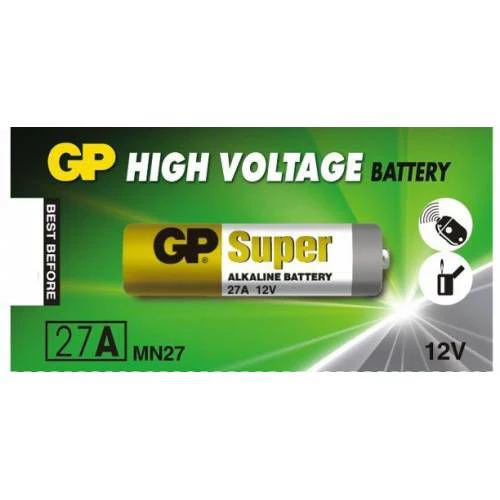 GP 27A 12V High-Voltage Alkaline Battery for Remote Controls and Keyless Entry