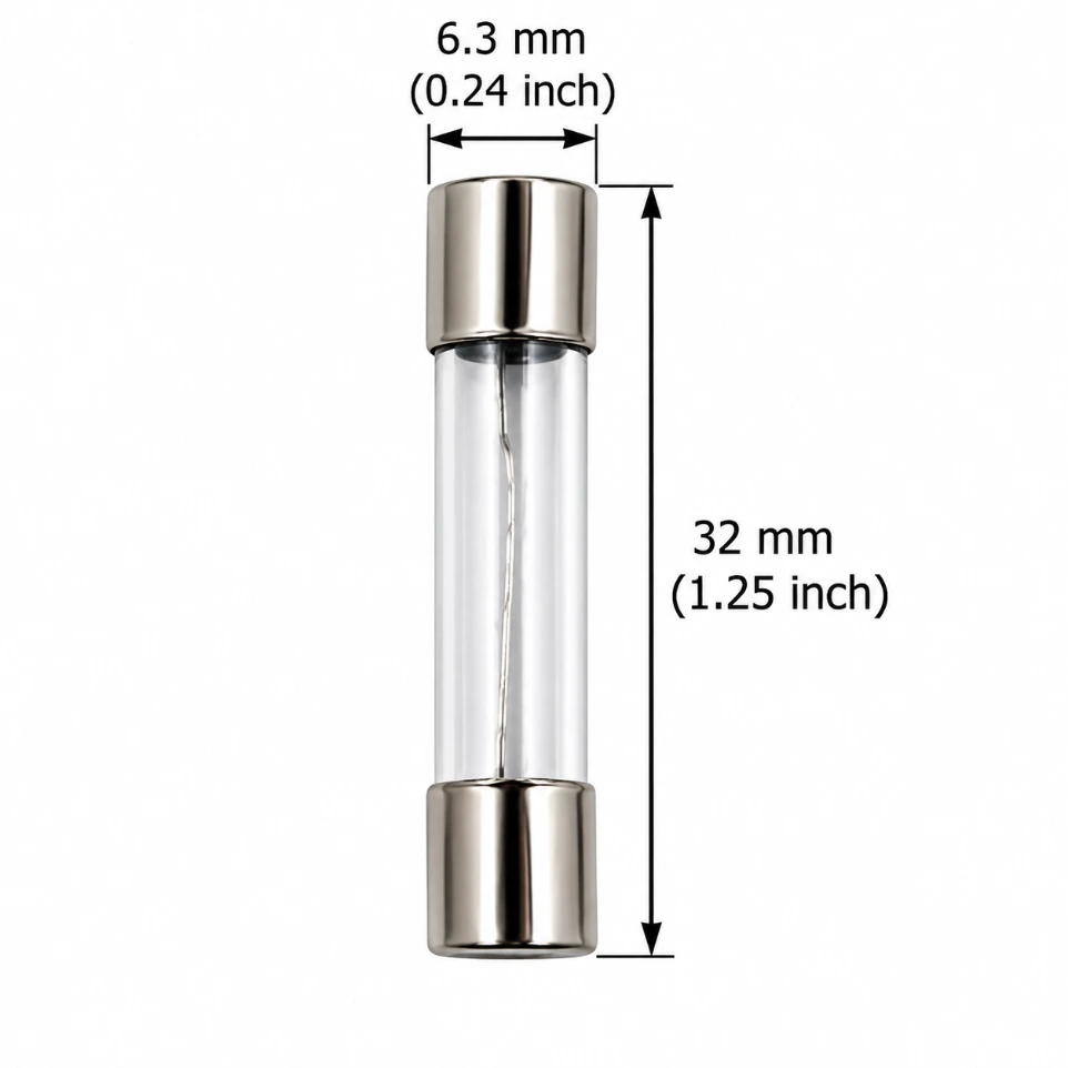 [8480] 1.5A 6.3x32mm Big Glass Fuse - 1/4" x 1-1/4" Fast-Blow Fuse (Pack of 3)