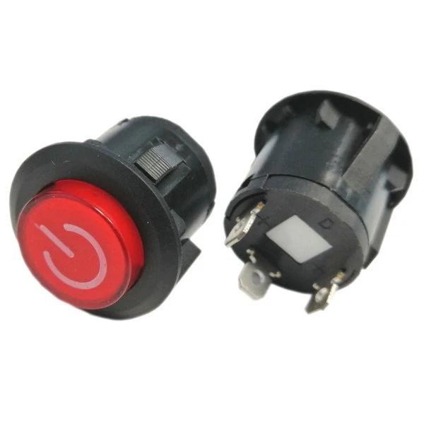 [931478] 16A 250V Heavy-Duty Self-Locking Push Button Switch with LED Indicator – Latching On/Off Power Switch for Industrial Machinery, Home Appliances, and Control Panels