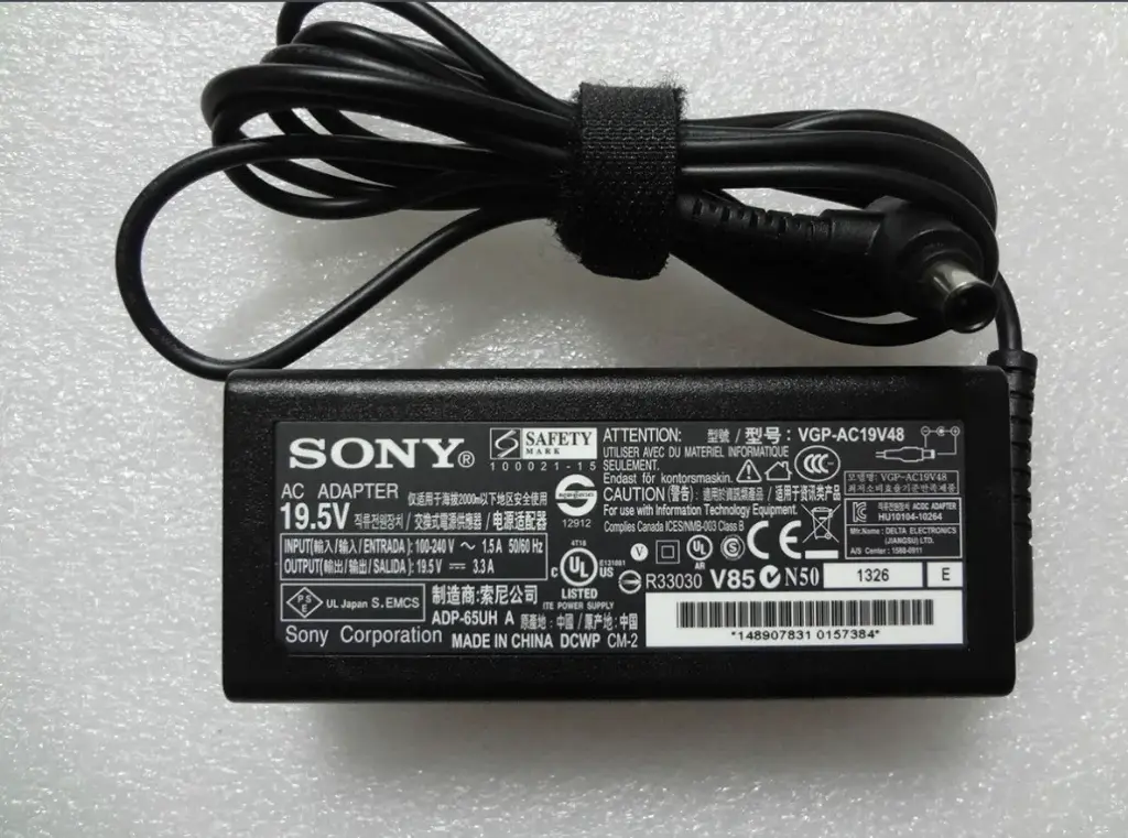 [761196] 19.5V 3.3A Sony Laptop Charger - 65W AC/DC Adapter (6.5mm x 4.4mm)