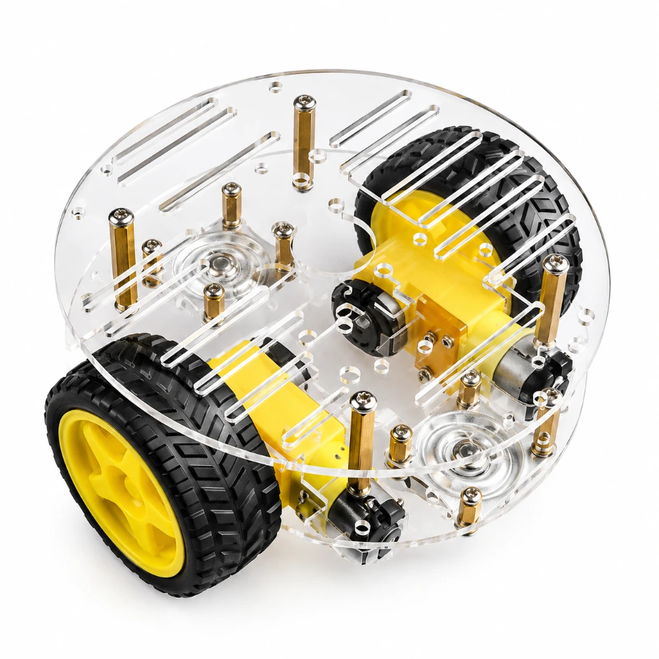 [8484510] 2WD Mini Round Double-Deck Smart Robot Car Chassis DIY Kit