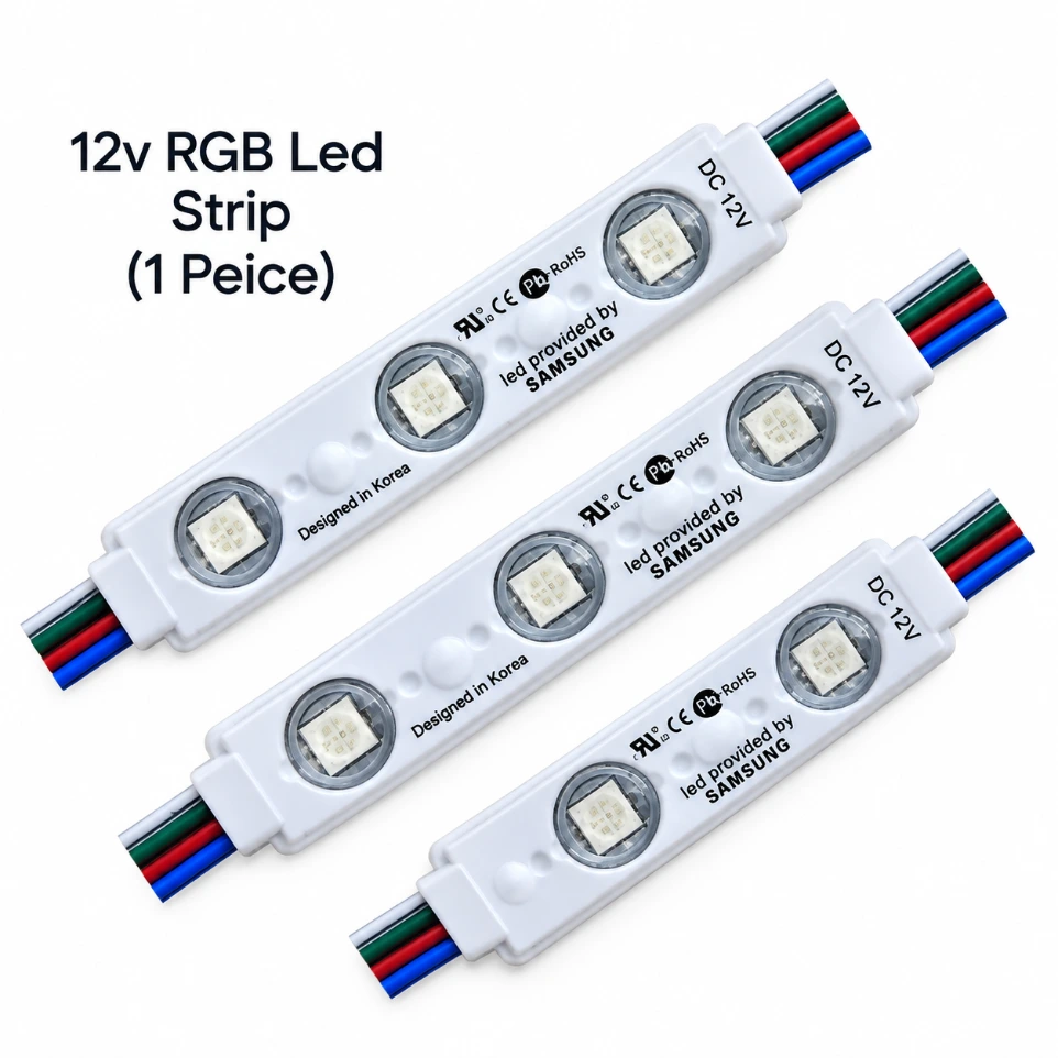 [90761] 12V RGB LED Module 5050 SMD Waterproof 3-LED Strip Light (4-Wire)
