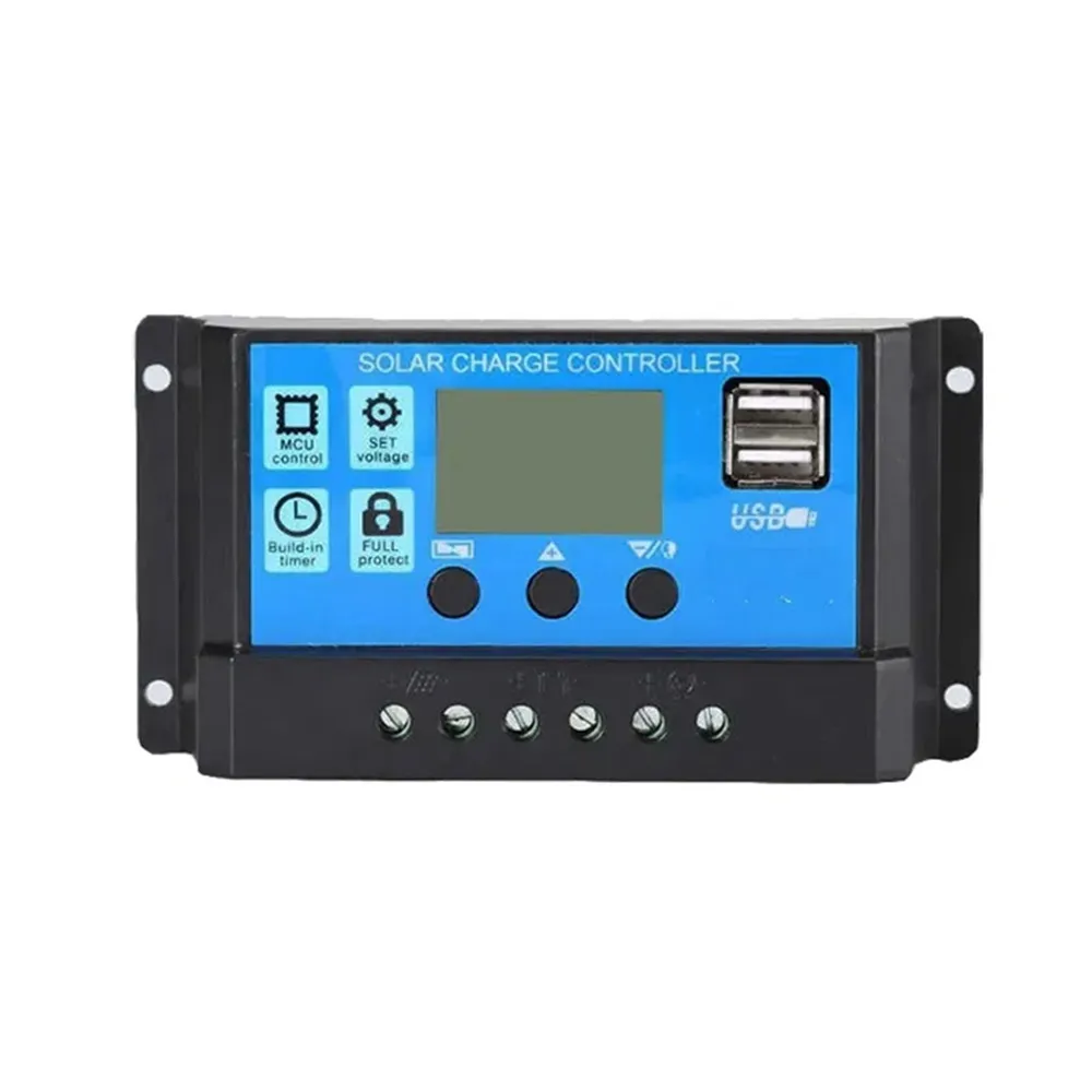 30A Intelligent LCD Solar Charge Controller 12V/24V Dual USB PWM Battery Regulator for Solar Power Systems