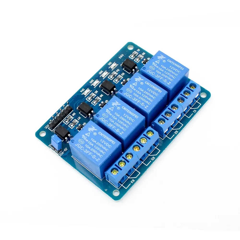 [7255409] 12V 4-Channel Relay Module with Optocoupler Isolation – Quad High-Current Control Switch