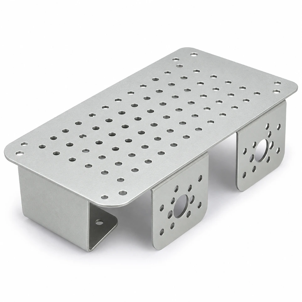 [79412258] Grey Four-Wheel Robot Chassis - Heavy Duty Metal Base
