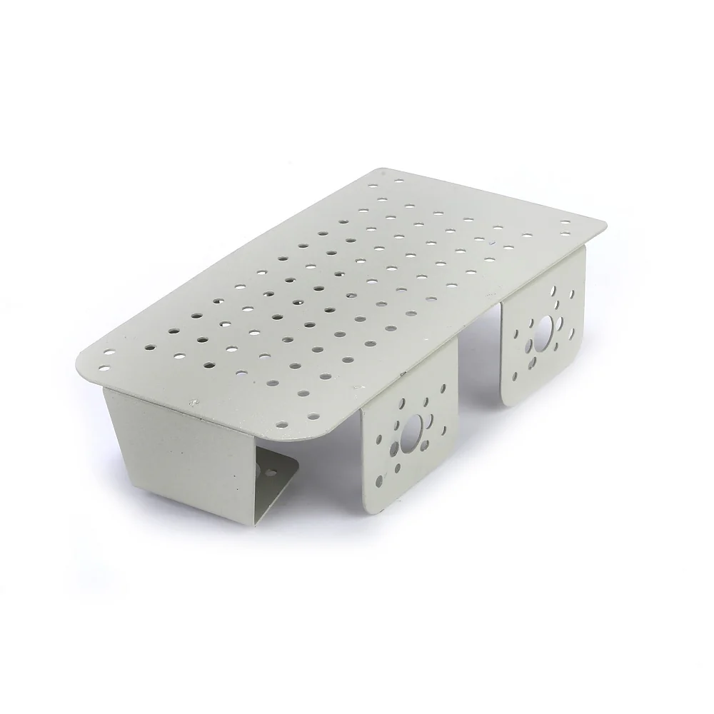 [79412258] Grey Four-Wheel Robot Chassis - Heavy Duty Metal Base