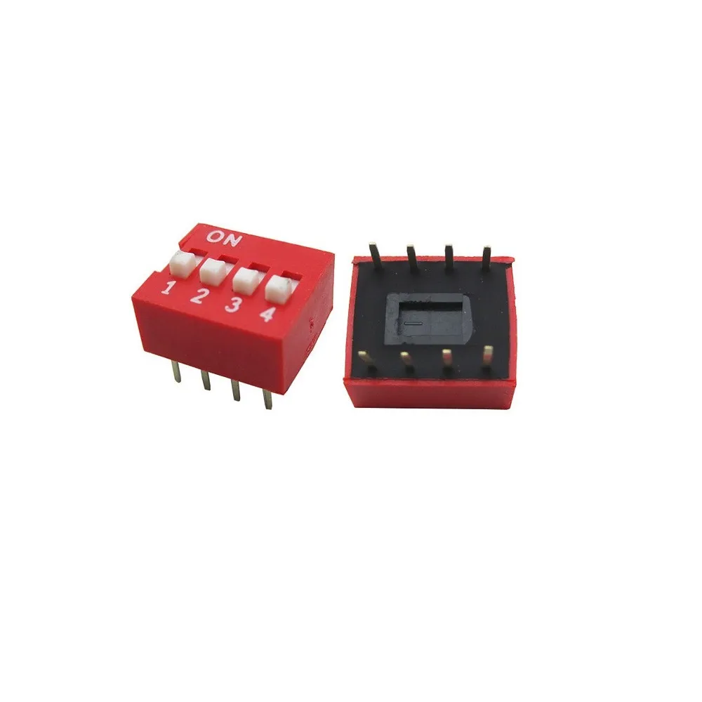[5477889] 2-Way DIP Switch (4-Pin) – 2.54mm Pitch Flat Dial Latching Switch for Configuration, Address Setting, and PCB Mode Selection