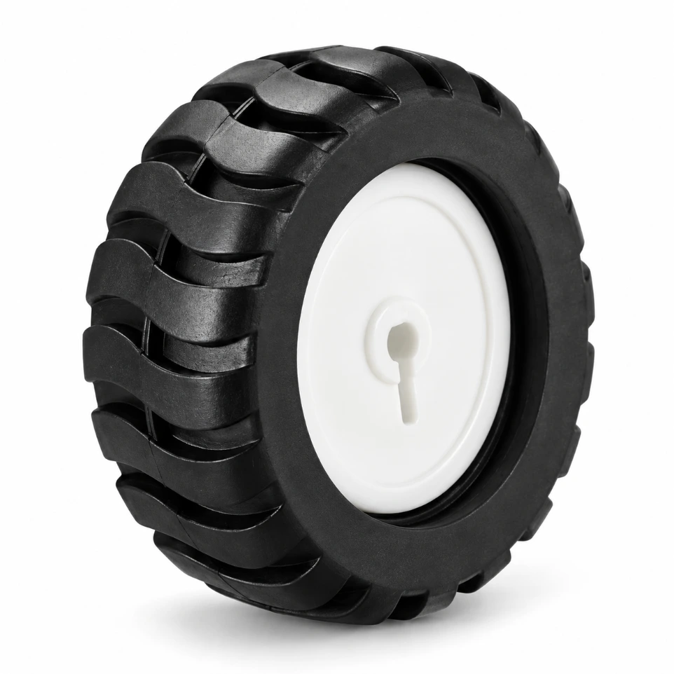 [7255248] 43mm Rubber Wheel Tyre for N20 Micro Gear Motor – High-Traction 3PI MiniQ Tracking Wheel with D-Axis Hub for DIY Robotics and Smart Cars