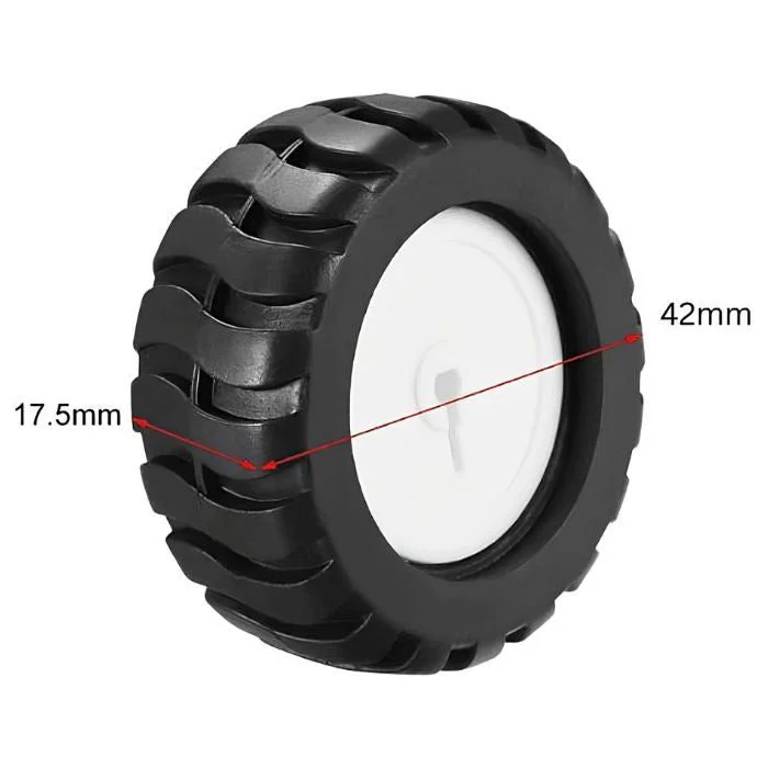 [7255248] 43mm Rubber Wheel Tyre for N20 Micro Gear Motor – High-Traction 3PI MiniQ Tracking Wheel with D-Axis Hub for DIY Robotics and Smart Cars