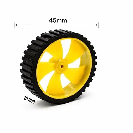 [841547] 45mm BO Motor Wheel – High-Traction Rubber Tyre with Reinforced Rim for DIY Robotics, STEM Projects, and Smart Car Chassis
