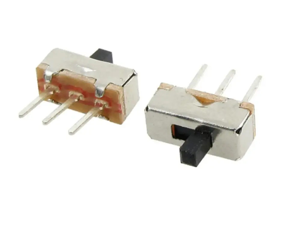 [8021] Miniature 1P2T SPDT Slide Switch (Pack of 2) – 4mm Vertical PCB Mount Toggle for Small Electronics, Robotics Power, and Project Mode Selection