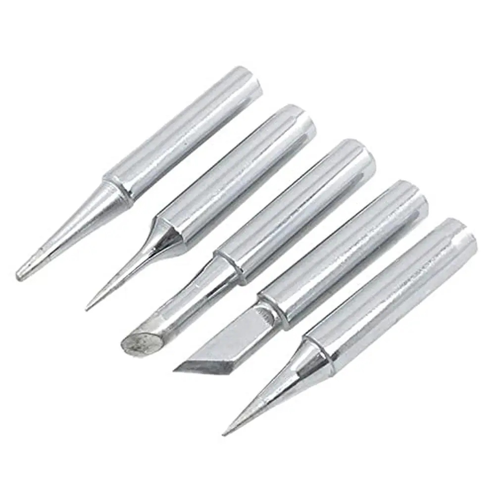 [5930234] 5-in-1 Professional Soldering Iron Bit Set – High-Thermal Conductivity Copper Tips with Nickel-Chromium Plating for Soldering Stations and DIY Electronics