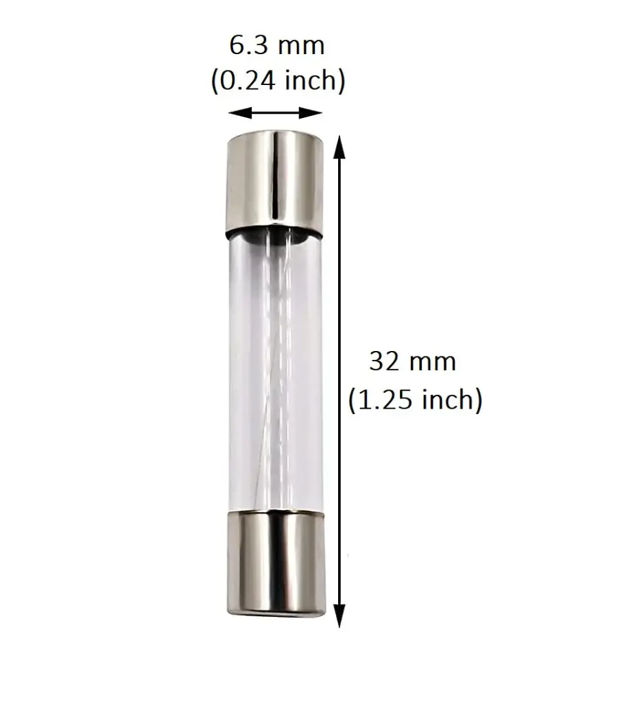 [8478] 5A 6.3x32mm Big Glass Fuse - 1/4" x 1-1/4" Fast-Blow Fuse (Pack of 3)