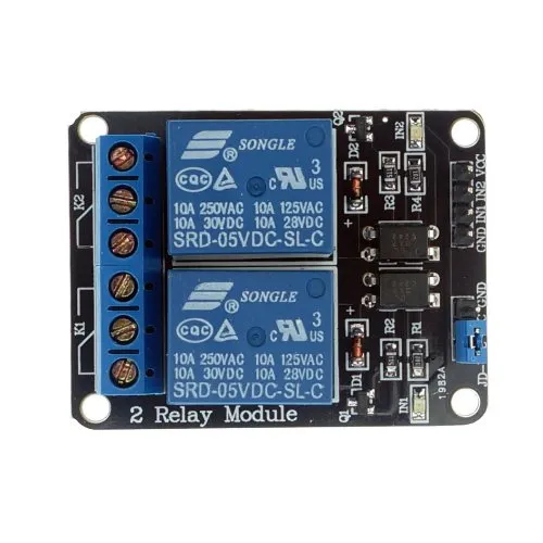 [5930750] 5V 2-Channel Relay Module with Optocoupler Isolation – Dual High-Current Control Switch for Arduino, ESP32, and Raspberry Pi Automation