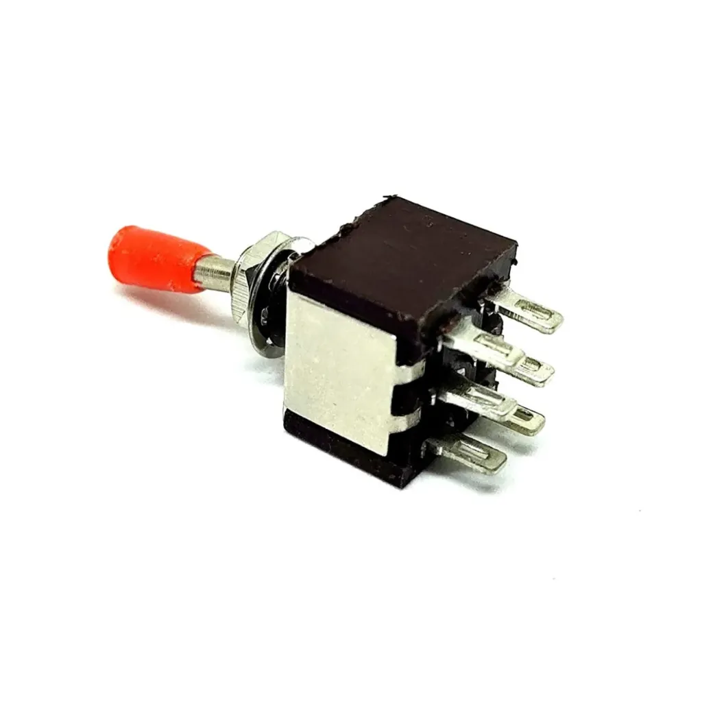 [24122] Heavy Duty 6-Pin DPDT Toggle Switch – 3A 250V / 6A 125V AC ON-ON Miniature Metal Toggle for Dual Circuit Control and Industrial Automation