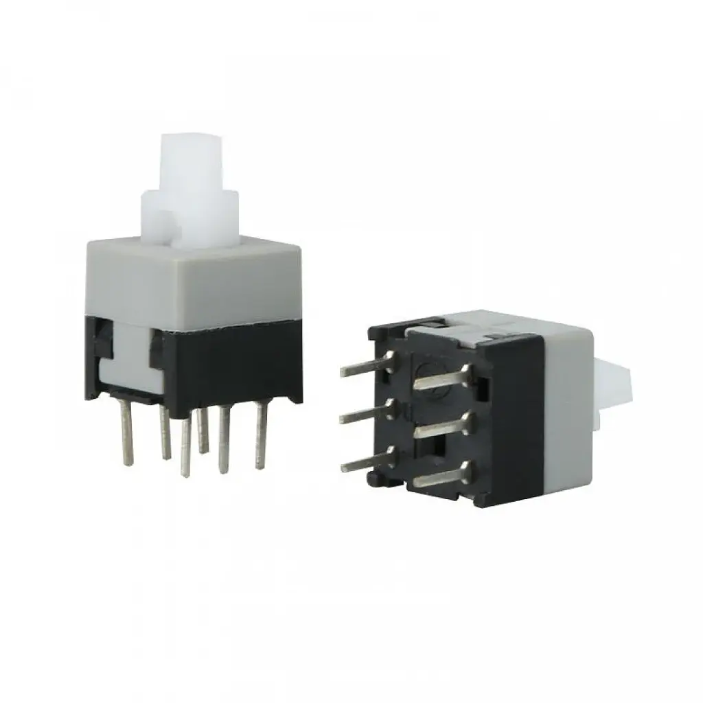 [213] 12x12x7.3mm Square Tactile Push Button Switch with Round Caps (Multi-colour) – 6-Pin Momentary PCB Micro Switch for DIY Projects, Arduino