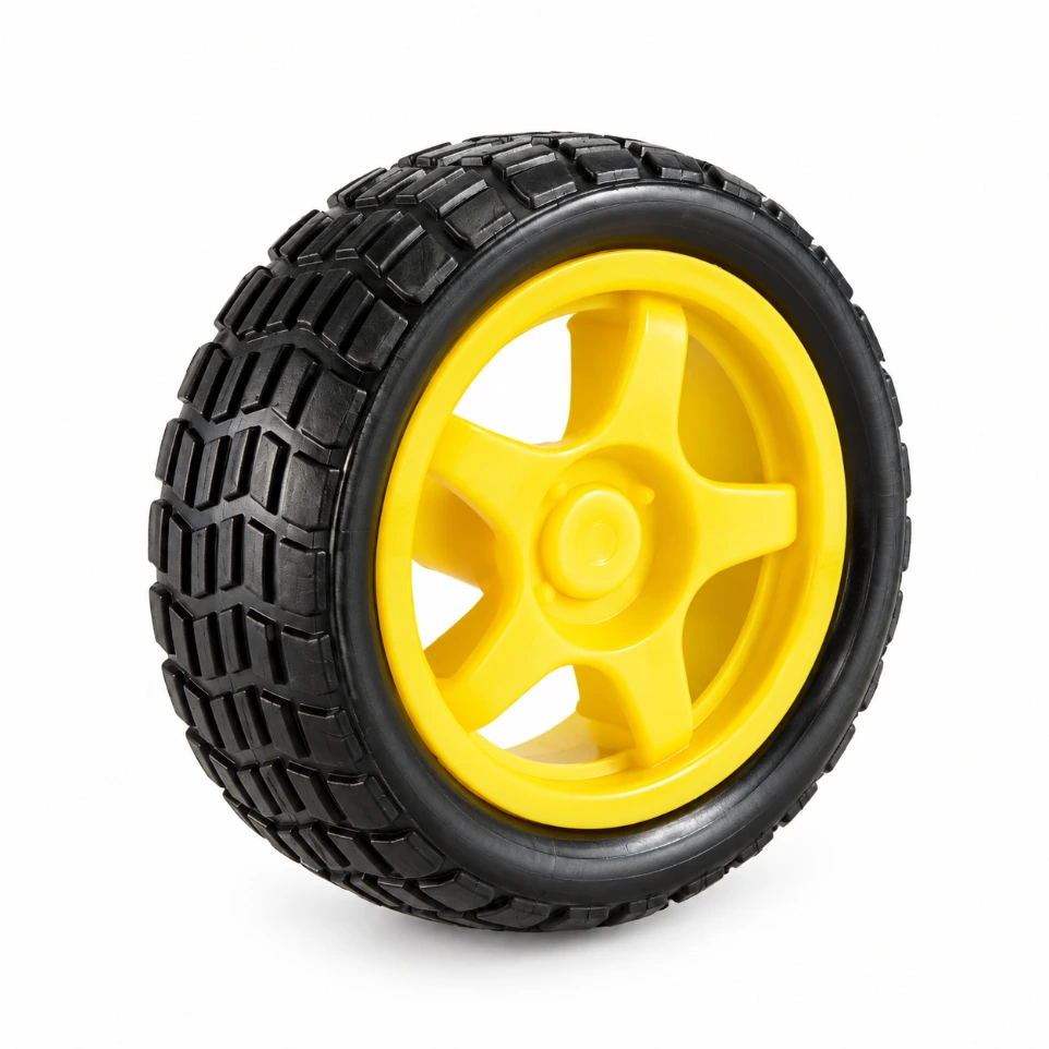 [9638342] 65mm High-Grip Robot Wheel – Professional Rubber Tire with Reinforced Rim for BO Motors, STEM Robotics, and DIY Smart Car Chassis