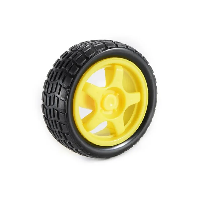 [9638342] 65mm High-Grip Robot Wheel – Professional Rubber Tire with Reinforced Rim for BO Motors, STEM Robotics, and DIY Smart Car Chassis