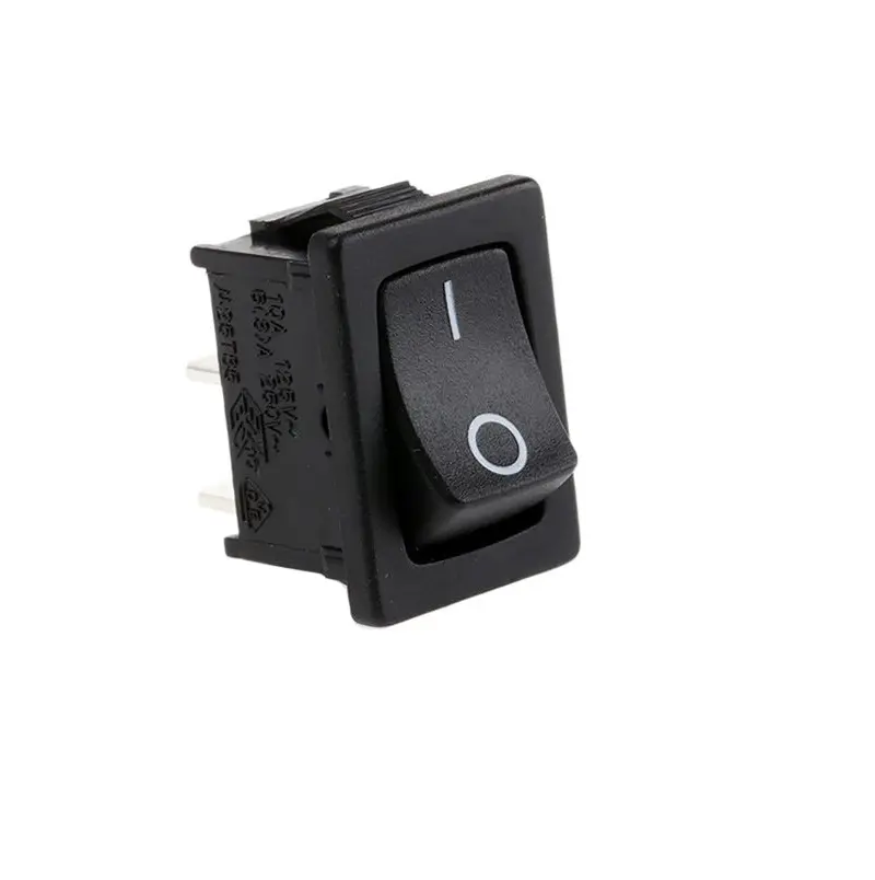 [76576] Mini 6A 250V AC Black Rocker Switch – Compact 2-Pin SPST ON-OFF Power Toggle for Small Electronics, SMPS, and DIY Projects