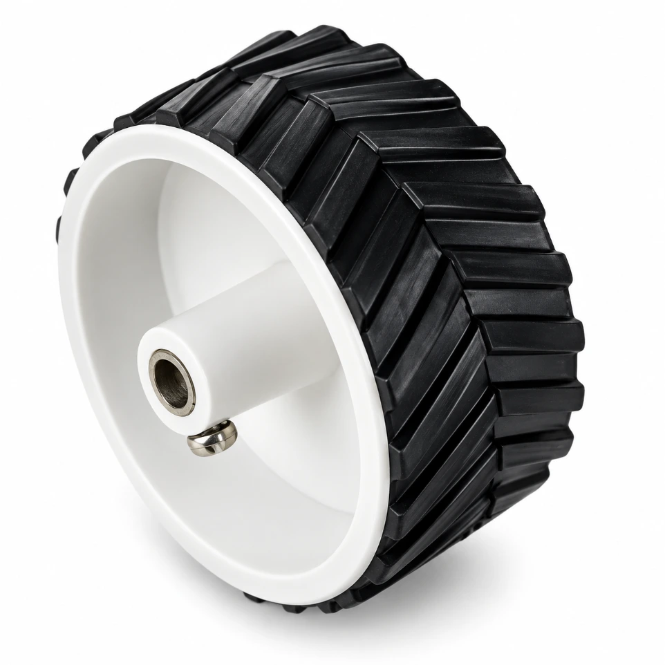 [643407] 7x4 cm High-Grip Robotic Wheels – Durable Rubber Track Tires with 6mm D-Shaft for DIY Smart Cars, All-Terrain Rovers, and STEM Robotics Projects