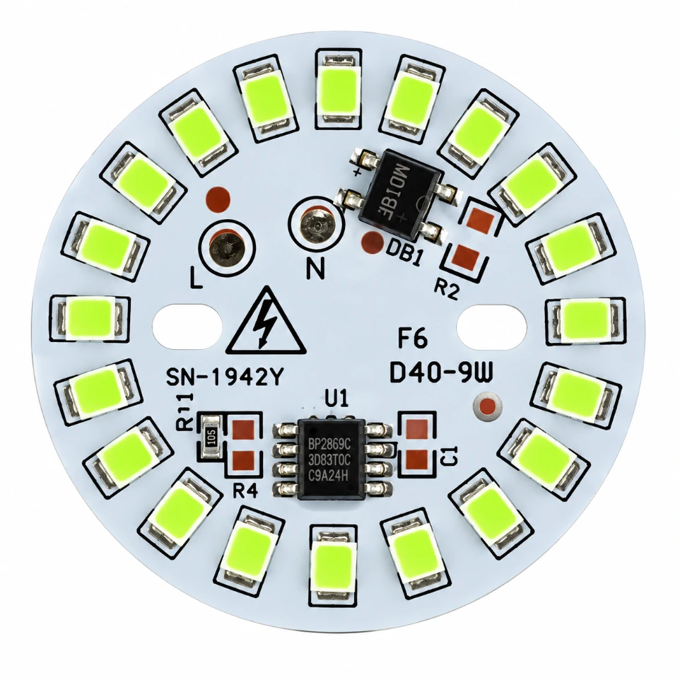 [904630] 9W Green LED PCB AC Driver-on-Board (DOB) Circular Plate for Bulbs (20 LEDs)