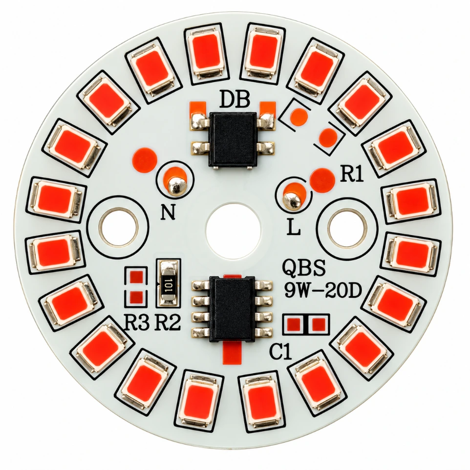 [904620] 9-Watt 20-LEDs AC DOB Led Circular PCB for Led Bulbs Red
