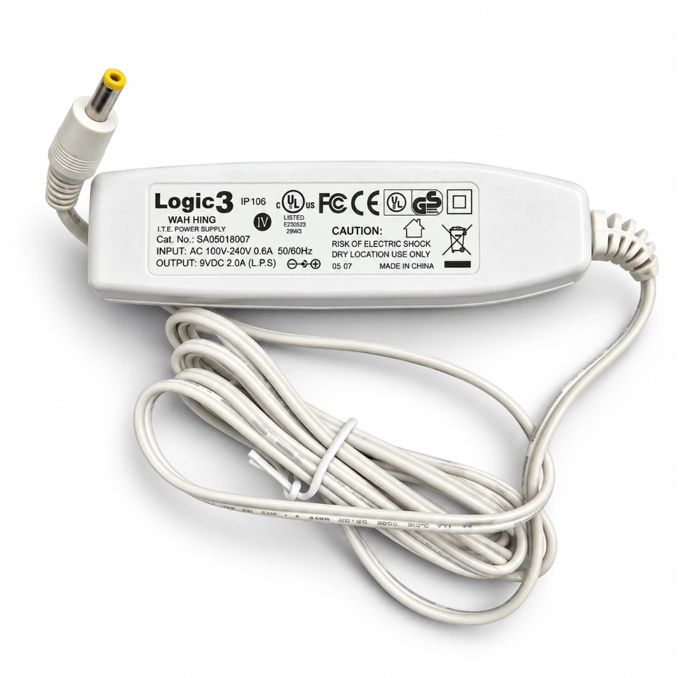 [9638161] LOGIC3 IP 106 AC ADAPTER 9VDC 2A WAH HING I.T.E POWER SUPPLY