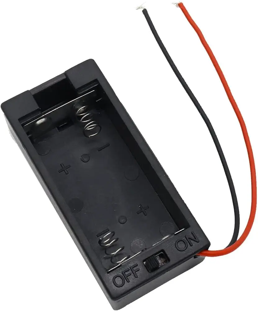 [14564] AA 2cell battery holder, hard plastic front open cover case with on-off switch, pack of 1 (2 x 1.5V = 3V)