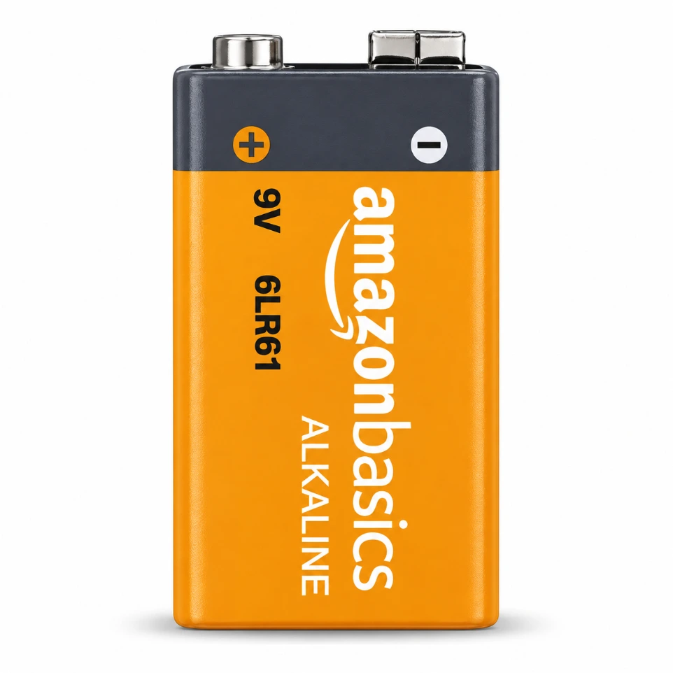 [9638503] AmazonBasics 9V Everyday Alkaline Battery (Single Unit) for Smoke Detectors and Toys