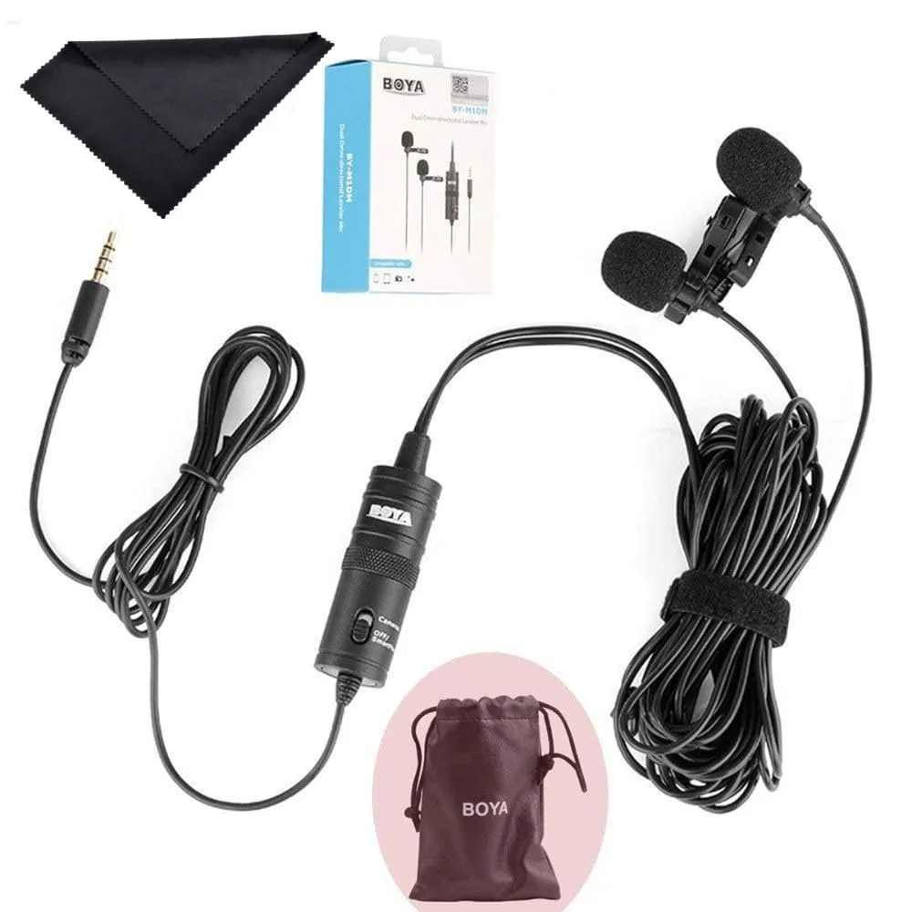 BOYA BY-M1DM Dual Lavalier Mic for Smartphones, DSLR, and Audio Recorders