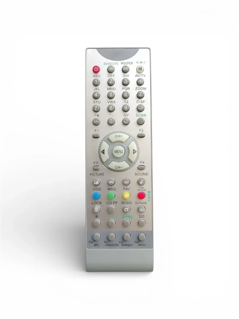[607463] 4-in-1 Universal Master Remote for CRT TVs – Compatible with Videocon, Sansui, Akai, and BPL Television Sets
