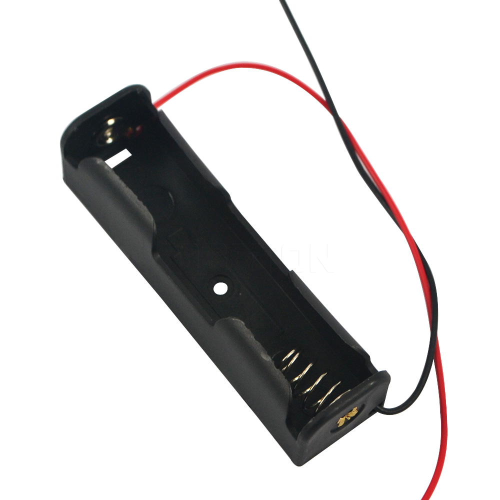 1-Cell 18650 Battery Holder Case Black Plastic Storage Box for DIY Electronics