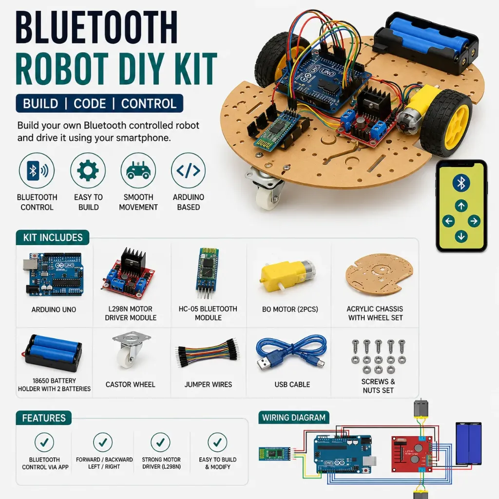 [72551175] Bluetooth Robot DIY Kit with Arduino and Mobile Control
