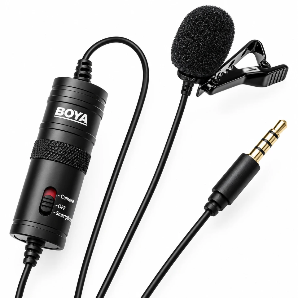 [5912471] Boya ByM1 Auxiliary Omnidirectional Lavalier Condenser Microphone with 20ft Audio Cable (Black)