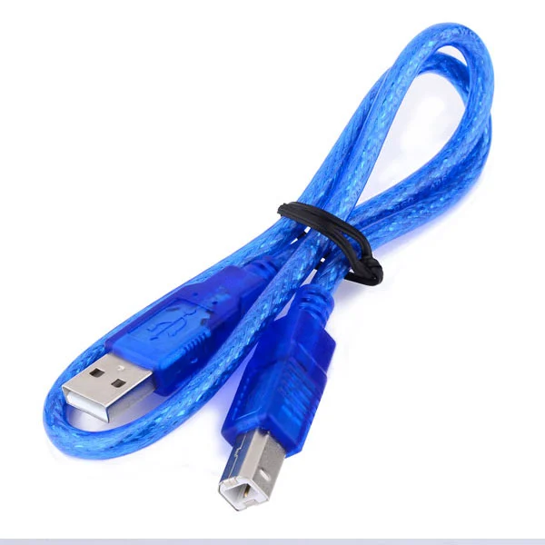 High-Quality USB 2.0 Type-A to Type-B Blue Cable for Arduino Uno, Mega 2560, and USB Printers